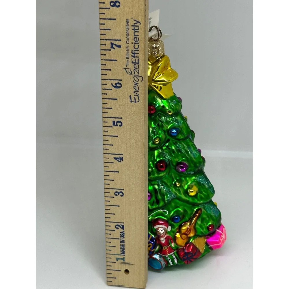 Christopher Radko Ornament Christmas Tree Green Mouth Blown Glass Hand‎ Painted